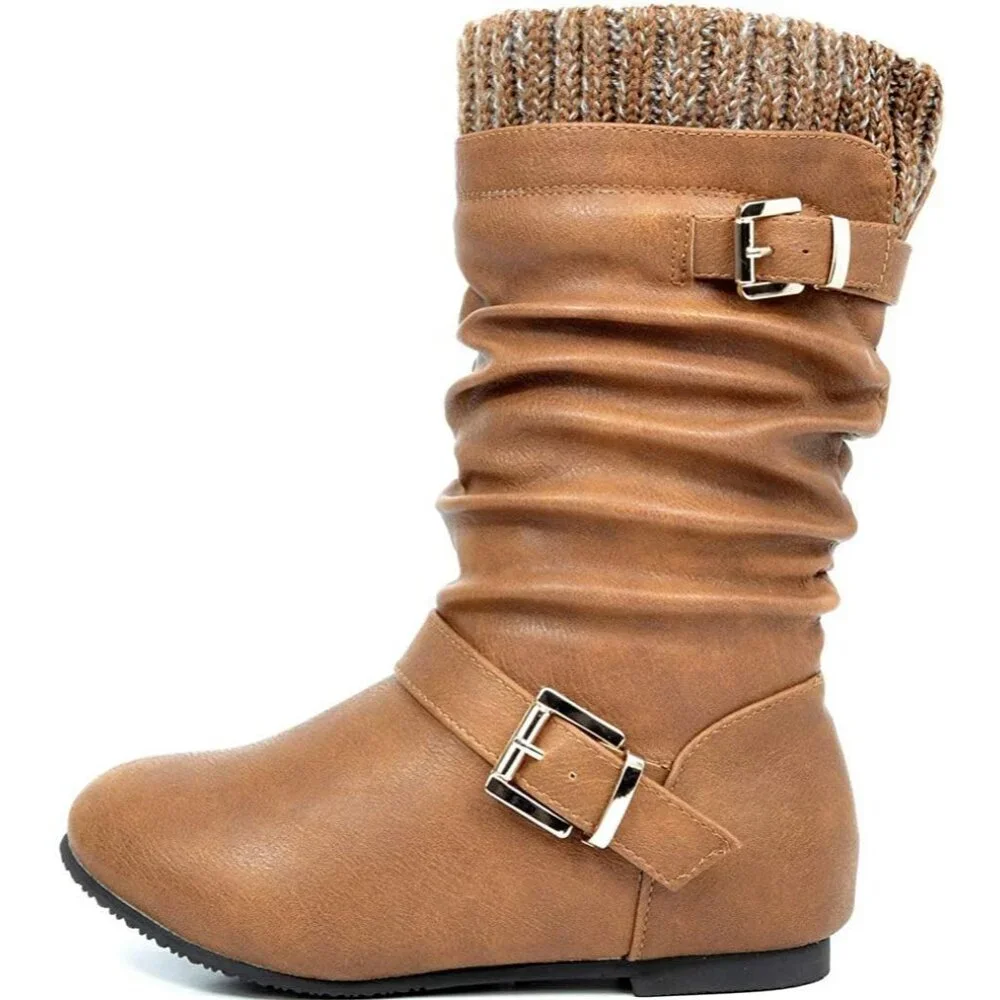 ⚡Girl's Camel Faux Fur Lined Knee High Winter Comfort Riding Boots For Toddler